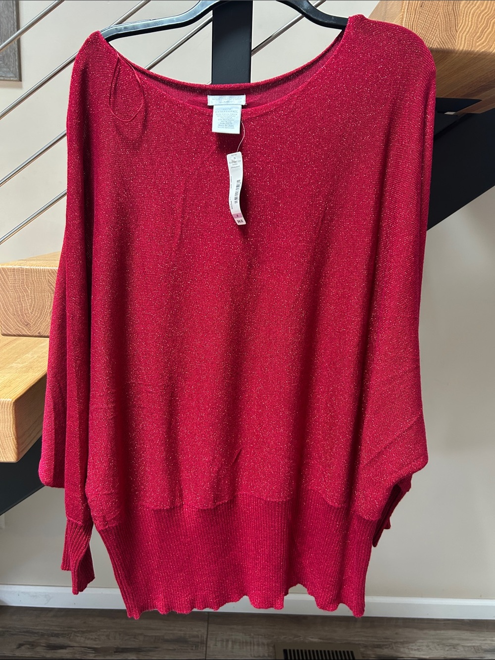 Worthington Red Sparkle Crewneck Sweater